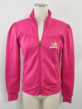 Vintage Y2K EckoRed Unlimited hot pink gold track jacket zip women's large